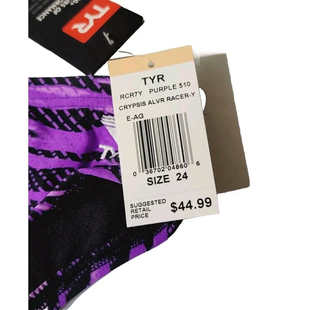 TYR Unisex Youth Durafast Crypsis Alvr Racer Brief Swimsuit RCR7Y Purple Size 24